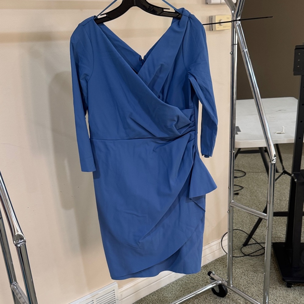 Alex Evenings Long Sleeve Blue Dress